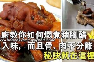 【名廚教你如何燜煮豬腳醋】骨肉不分離，而且夠入味的方法！秘訣就在這裡咯！