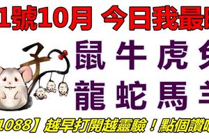 01號10月，今日我最旺！鼠牛虎兔龍蛇馬羊！【11088】越早打開越靈驗！點個讚吧！