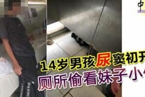 14歲男孩「尿」竇初開廁所偷看妹子小便！