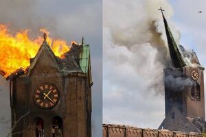 荷蘭百年教堂遭火噬尖塔斷裂瞬間曝…居民心痛