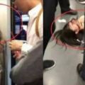 美女暈倒在地鐵上，醒來後快速逃離車廂，地上的東西讓人尷尬!