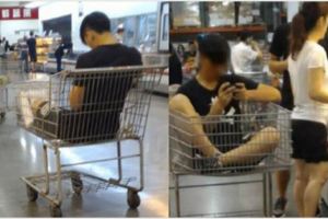 在Costco驚見「最強媽寶」！群眾本來很傻眼，沒想到一看到「推車底下」，全都笑成一團了！