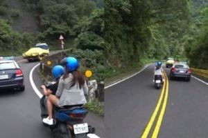 嫌警車開太慢？騎士載熱褲妹「跨越雙黃線超車」超帶種，警察傻眼「開鳴笛猛追」讓他們GG惹....