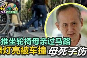 兒推坐輪椅母親過馬路綠燈亮被車撞母死子傷