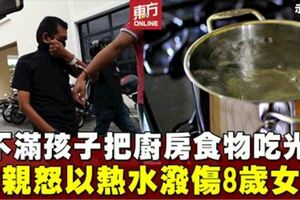 不滿孩子把廚房食物吃光父親怒以熱水潑傷8歲女兒