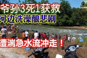 河邊洗澡釀悲劇!遭湍急水流沖走！4爺孫3死1獲救！