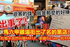 誤入馬六甲雞場街出了名的黑店！一粒椰水竟然叫價RM14，泰國PieTee一粒RM3.50...遊客的錢，就是那麼的好賺！