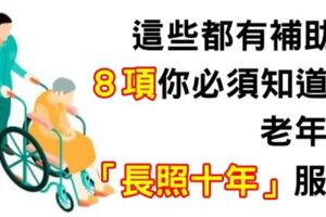 什麼！？這些也有補助？「８項」你必須知道的：老年人「長照１０年」服務！