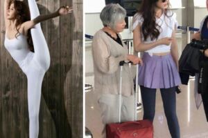 50歲蕭薔現身機場，穿健美褲大秀身材好驚豔，大長腿才敢這麼搭！