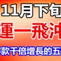 還有三天！11月下旬財運一飛沖天銀行存款千倍增長的五大生肖！