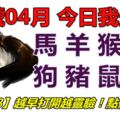 09號04月，今日我最旺！馬羊猴雞狗豬鼠牛！【99688】越早打開越靈驗！點個讚吧！