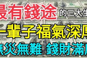 最有「錢」途的三大生肖，一輩子福氣深厚，無災無難，錢財滿庫
