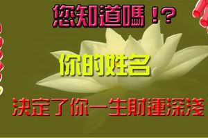 你知道嗎!?你的姓名，決定了你一生財運深淺、看看你的運氣準不準！