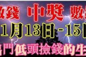 11月13,14,15號出門低頭撿錢，買彩票中大獎，喜事連連的生肖