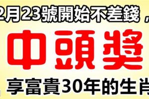 12月23號，開始不差錢，中獎就是頭獎！享富貴30年的生肖。