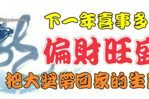 偏財旺盛，下一年喜事多多，有望把大獎帶回家的生肖