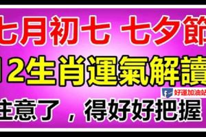 8月17日，七夕節，農歷七月初七，十二生肖喜忌及運氣解讀