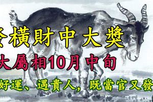 發橫財中大獎，4大屬相10月中旬行好運、遇貴人，既當官又發財