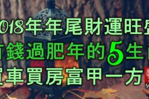 2018年年尾財運旺盛，有錢過大肥年的5生肖，買車買房富甲一方！