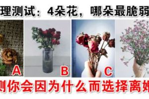 心理測試：4朵花，哪朵最脆弱？測你會因為什麼而選擇離婚