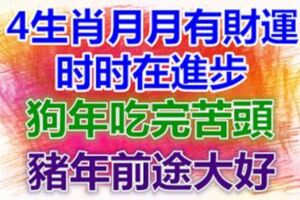 狗年吃完苦頭，豬年前途大好！4生肖月月有財運，時時在進步