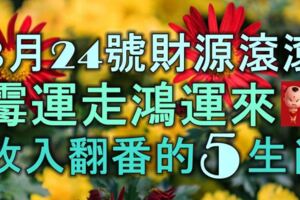 3月24號起，財源滾滾，黴運走鴻運來，收入翻番的5大生肖！