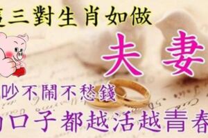 這3對生肖如做夫妻，不吵不鬧不愁錢