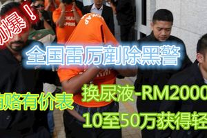 【全國雷厲剷除黑警】賄賂有價表　更換尿液樣本只需RM2000