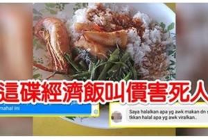 發生在大馬！經濟飯配菜，包括了蔬菜、白飯、2片魷魚和一只蝦！這碟經濟飯叫價害死人！