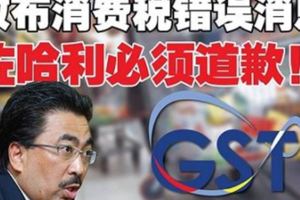 為60種零稅率食品徵收6%消費稅,散布消費稅錯誤消息，佐哈利必須道歉！