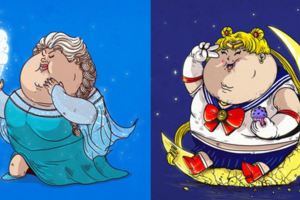 18張「卡通人物吃到過胖」爆笑形象圖，第一次看胖到塞不進寶貝球的皮卡丘！