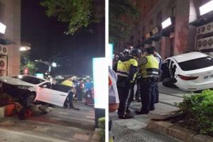 爸爸看到超速轎車衝上人行道馬上「推開妻小犧牲自己慘死」，但駕駛的屁孩一坐上警車後就展現了無恥本性…