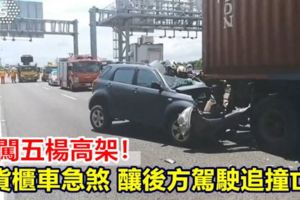 誤闖五楊高架！貨櫃車急煞釀後方駕駛追撞亡