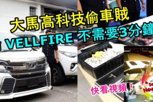 【偷TOYOTAVELLFIRE不需要3分鐘！】大馬專業偷車賊以這樣的高科技工具干案！警捕7名華裔男女！【快看視頻！】