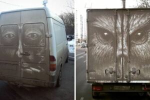 司機早上醒來上班發現骯髒的車突然變成藝術品，神人偷偷留下的畫作讓路人都會回頭看！
