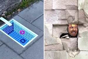 地磚上長出遊泳池？　30張「路過立馬笑出聲」的幽默卡通3D塗鴉
