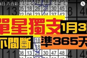 1月3日 六合彩 單星獨支 一 中一 獨支 專車