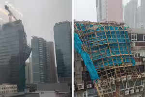 颱風紅霞釀意外　巨型棚架大面積崩塌