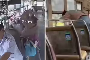 公車搭一半想下車遭拒　乘客持玻璃瓶狂砸司機