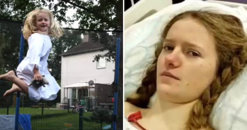 玩彈跳床後頭痛欲裂！少女臥床就醫才知「大腦正在掉出來」