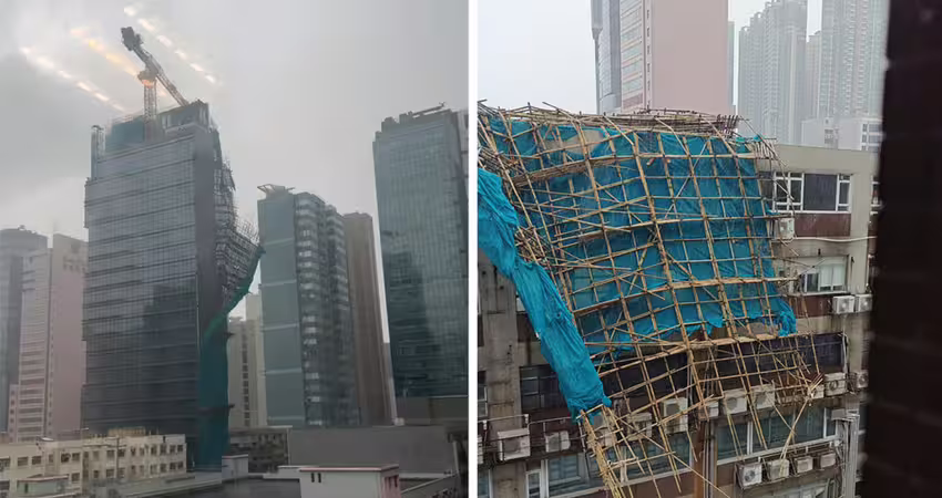 颱風紅霞釀意外　巨型棚架大面積崩塌