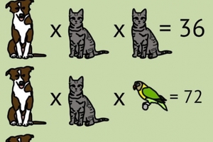 這些動物們分別代表一個數字，你能算出最後的答案嗎？