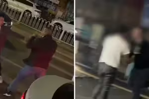 兩駕駛發生爭執互毆 打架打累了握手和好 兩駕駛發生爭執互毆 打架打累了握手和好