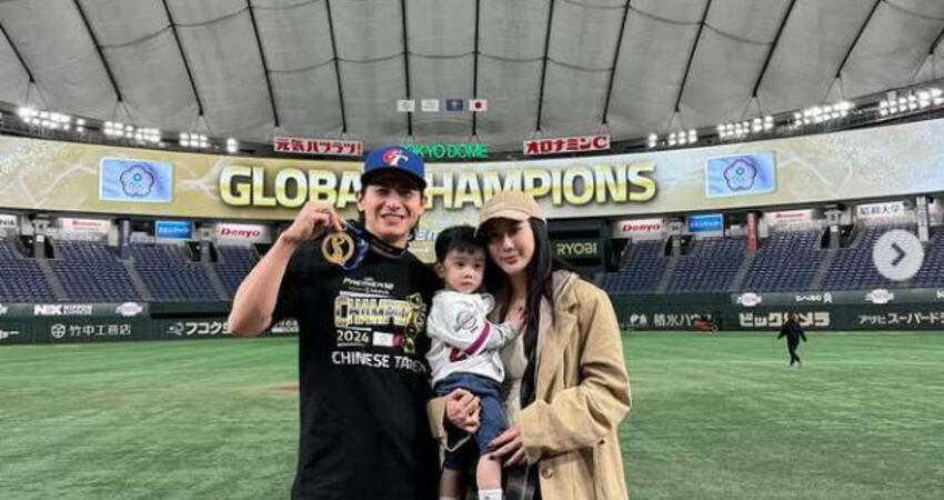 陳傑憲雙獎牌獻老婆綺綺 「大四嫂」場邊抱娃露美腿！產後3個月超辣