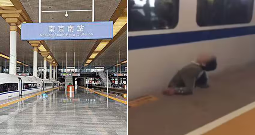 男子橫跨鐵軌　遭活活夾在縫隙