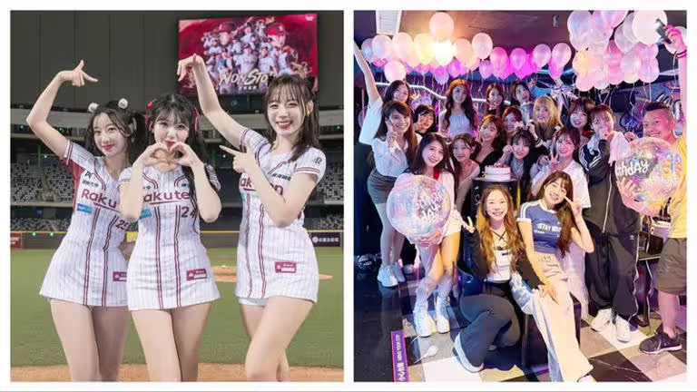樂天女孩23日賽後幫廉世彬慶生。（圖／樂天桃猿球團提供）