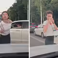 女子吐口水挑釁　肉身擋車流插隊