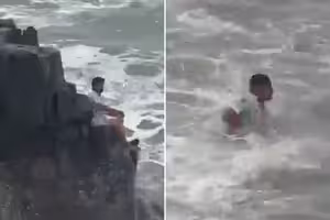 無視警告坐海邊岩石　男遭海浪捲走慘了