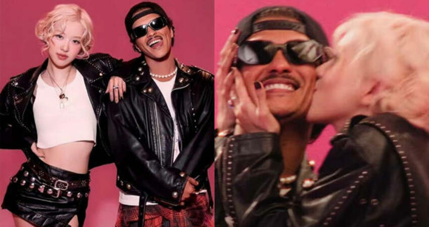 Rosé、Bruno Mars〈APT.〉MV幕後花絮曝光！「親吻臉頰」名場面竟是Bruno Mars提議！