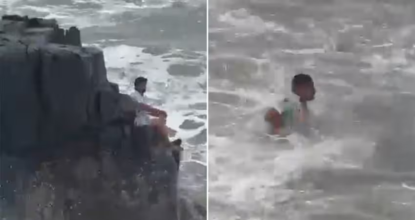 無視警告坐海邊岩石　男遭海浪捲走慘了